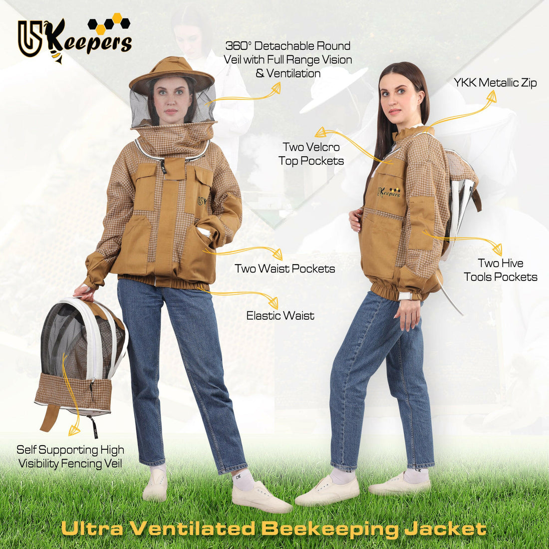 Beekeeping Jacket 3-Layer Ventilated Beekeeper Bee Jacket Pro Beekeeper USkeepers.