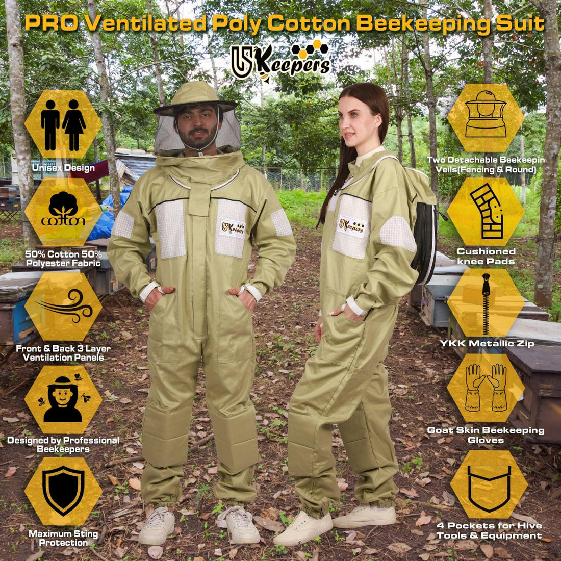 Premium Beekeeper Suits Semi Ventilated Bee keeper Protective Gear.